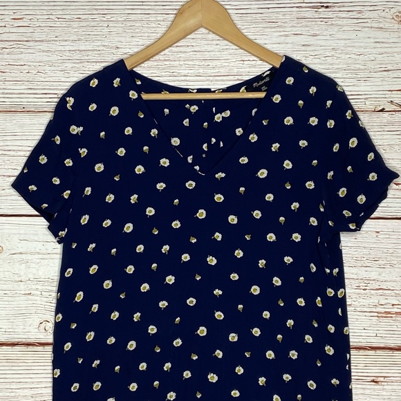Madewell Button-Back Easy Dress in Daisy Dots in Navy Sz XXS - Picture 6 of 16